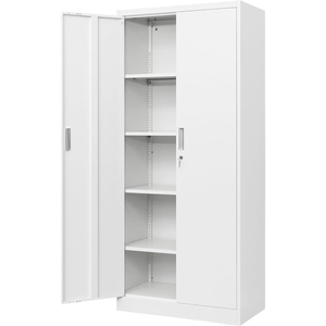 Armoire de classement métallique moderne noire à 2 portes pour bureau |   Armoire de rangement en acier avec étagères réglables |   Casier scolaire étanche - Product Image 2