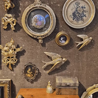 2 décorations murales en résine en forme d'oiseaux volants, ornements suspendus de style vintage antique pour mur de galerie, salon, chambre à coucher