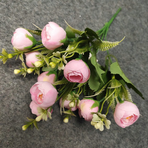 YOPIN-1503 Roses artificielles en soie, <span class=keywords><strong>mini</strong></span>-bouquets de fleurs de roses blanches, 33 cm, pour mariage, Halloween, Pâques, Nouvel An chinois - Product Image 4