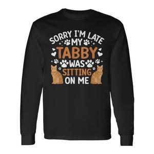 T-shirt à manches longues pour propriétaire de chat tigré orange, pour les amoureux des chats, avec citation amusante sur le thème des chats - Product Image 1