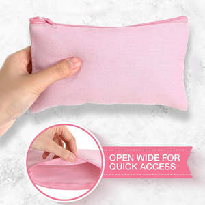 Customized cotton zipper <b>makeup</b> <b>bag</b> with fashionable and environmentally friendly logo, solid color and pink <b>makeup</b> <b>bag</b> - Product Image 2