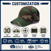 Casquette de baseball d'extérieur camouflage woodland personnalisée, avec panneaux Ripstop à fermeture auto-agrippante, ventilation découpée au laser, 6 panneaux, visière incurvée, vente en gros OEM