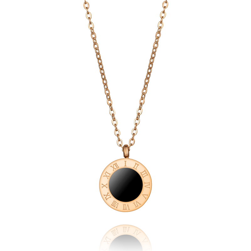 En gros Pas Cher Femmes Bijoux Agate Coquille Blanc Noir Disque Pendentif Collier En Acier Inoxydable