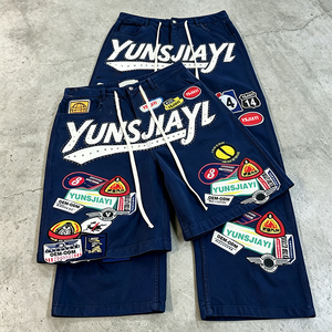 YSJY OEM Jeans à jambes larges personnalisés pour hommes, streetwear, denim vintage, <span class=keywords><strong>pantalon</strong></span> Y2K avec appliques, broderies, <span class=keywords><strong>pantalon</strong></span> en denim graphique - Product Image 4