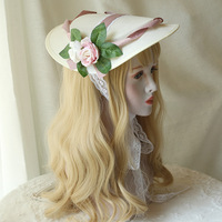 Sombrero de Pelo Sintético Estilo Lolita con Flores, Elegante para Uso Diario, Bonete para el Sol, Hilo de Cáñamo Simulado, Accesorios para el Cabello de Mujer, Ideal para Cosplay