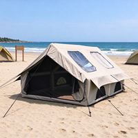 Tente gonflable haute et spacieuse kaki imperméable quatre saisons 3x4m avec grande pièce debout et porte zippée large pour le camping et la pêche