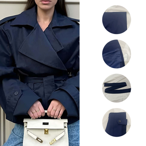 Abrigo Corto Minimalista <span class=keywords><strong>para</strong></span> Mujer al por Mayor, con Solapa Entallada, Manga Larga, Cintura Ajustada y Cuello Vuelto - Chaquetas de Mujer - Product Image 4