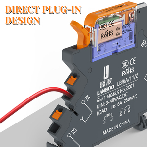 Lanboo cao frequen utra-mỏng mỏng tiếp sức DIN loại với LED 6A 1no1nc Micro tiếp sức trung gian tiếp sức <span class=keywords><strong>DC</strong></span> 3V 12V 24V 36V 48V AC220V - Product Image 4