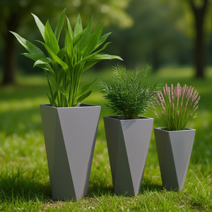 Macetas Apilables Grises Cuadradas de Plástico, Diseño Moderno, para Uso en Interiores y Exteriores, Exhibición de Plantas Verdes - Product Image 2