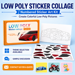 Kit Artistico Numerato con Adesivi Low Poly per Attività Bambini - Assortimento - Product Image 1