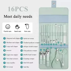 Di alta qualità 16 pezzi per la cura delle unghie Manicure Pedicure <span class=keywords><strong>Set</strong></span> di strumenti in acciaio inox Nail Cutter Kit Manicure <span class=keywords><strong>Set</strong></span> <span class=keywords><strong>professionale</strong></span> - Product Image 3