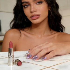 Uñas postizas francesas de cristal morado, acrílicas, hechas a mano, con formas cuadradas/almendradas y longitudes cortas/medianas, 10 piezas - Product Image 4