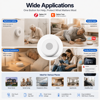 Bouton de panique d'urgence sans fil Zigbee 2,4 GHz OEM, alerte SOS, système de sécurité domestique intelligent Tuya, matériau ABS, portée de 80 m, alarme par application