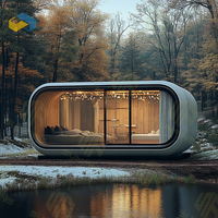 Nuevo Diseño 2025: Cabaña Moderna Tipo Apple, Portátil, Móvil, Prefabricada, de Acero, Impermeable, para Exteriores, de 20 y 40 Pies