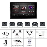 Podofo Moniteur Android 10,1 pouces 6 canaux avec 6 caméras de recul sans fil, Carplay/Android Auto/DVR/WiFi/BT/2+32 Go pour camping-cars