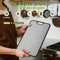 Planche à découper double face en paille de blé et titane, qualité alimentaire, anti-rayures, texturée, avec surface métallique