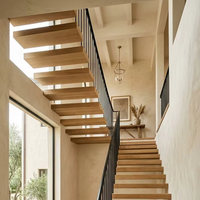 Escalier flottant sur mesure, escalier cantilever à monopoutre invisible, marches en bois massif pour projet résidentiel complet