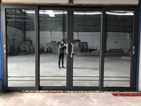 Nouveau modèle de portes coulissantes en aluminium et verre pour balcon, aluminium fin, sans cadre, porte pliante pour entrée