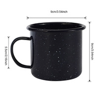 Mug en émail bleu de 350 ml avec points blancs, bord en acier inoxydable, logo par transfert thermique pour le café et le camping