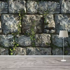 Pared de piedra antigua 3D musgo vegetación textura Fondo roca fondos de pantalla - Product Image 1
