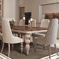 Table à manger longue en marbre de luxe français, table et chaises surdimensionnées pour banquets de villa, table à manger élégante sur mesure