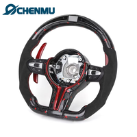 Volant LED en fibre de carbone forgée rouge et simili daim pour BMW F10 F30 F18 F20 F80 F46 F35 F32 F22 F23 F44 F45, compatible OBD Plug and Play