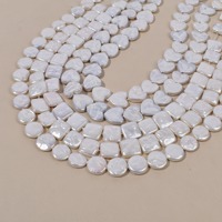 Vente en gros de perles de coquillages naturelles géométriques en forme de cœur de 12-13 mm, perles rondes carrées, imitation de perles baroques pour bricolage