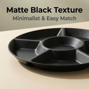 Plateaux de service empilables en plastique noir incassables à <span class=keywords><strong>5</strong></span> <span class=keywords><strong>compartiments</strong></span> pour fruits, réutilisables pour les fêtes - Product Image 3