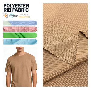 Tejido de punto acanalado suave teñido con hilo 1x1 1*1 2x2 3x2 4*2 100% poliéster para ropa interior, mamelucos, puños de chaqueta - Product Image 1