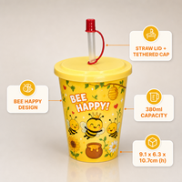 Vente en gros directe usine – Nouveaux gobelets à café 3D en plastique réutilisables pour enfants, sans BPA, écologiques, avec couvercle en PP et impression UV, 350 ml