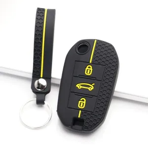 Coque de clé de voiture en silicone, porte-clés pour <span class=keywords><strong>Peugeot</strong></span> <span class=keywords><strong>2008</strong></span> 308 T9 208 pour Citroën Berlingo <span class=keywords><strong>2019</strong></span> C3 Cactus Picasso C4l C5 X7 C8 - Product Image 1
