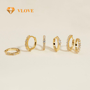 Parures de bijoux VLOVE pour femmes, luxe, or 14 et 18 carats, boucles d'oreilles en diamant <span class=keywords><strong>Murphy</strong></span>, ensemble de 6 boucles d'oreilles tendance - Product Image 3