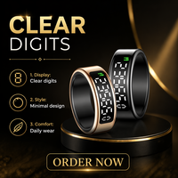 Edelstahl Smart Ring mit LED-Display Tragbarer Gesundheitsmonitor Gestensteuerung Fernkamera IP68 5ATM