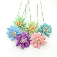 Buket Bunga Gerbera Rajutan Tangan Kustom untuk Hadiah Tahun Baru Dekorasi Rumah Bunga Hias Siap Pakai Buatan Tangan Grosir
