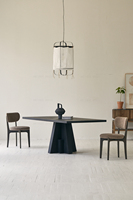 Table de salle à manger en bois de pin recyclé noir, style nordique, mobilier d'hôtel et de maison, table d'appoint, ensemble de 8 places