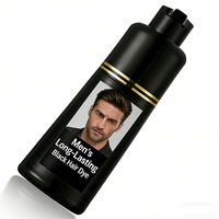 Emballage personnalisé, shampooing colorant pour cheveux pour hommes, shampooing colorant pour cheveux noir longue durée 3 en 1 pour barbe et moustache