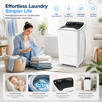 Lave-linge compact portable à cuve unique grande capacité avec fonction lumière bleue pour la lessive à domicile, gain de place