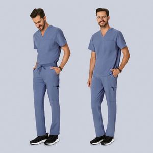 Male Scrubs Uniforms <b>Sets</b> Polyester Spandex Medic Custom <b>Doctor</b> Nurse Grey Scrubs Medical Uniforms <b>Sets</b> for Men - Product Image 2