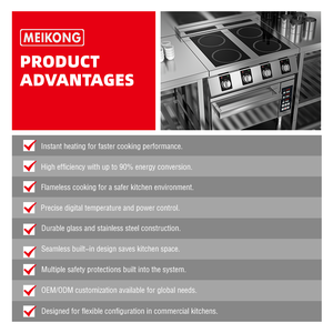 Estación de cocina modular de inducción eléctrica comercial personalizable, soluciones de equipos de cocina para hoteles y restaurantes - Product Image 3