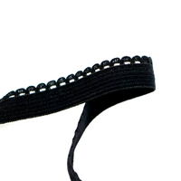 Vente en gros d'usine, dentelle élastique en nylon colorée, bord dentelé, 12 mm, dentelle tricotée, bande élastique