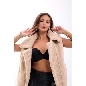 Chaleco Teddy Beige para Mujer, Prenda Exterior 100% Poliéster, Estilo Abrigo Cálido de Piel Sintética - Product Image 1