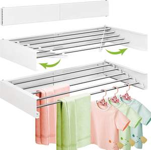 Séchoir à linge double niveau sur pied en fer, pliable, mural, durable et peu encombrant pour la cuisine - Product Image 1