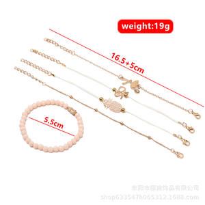 Conjunto de Pulseras de Aleación Estilo Bohemia para Mujer, Chapado en Oro, con Dijes de Animales y Perlas, Regalo de Joyería, Conjuntos de Joyería de Moda - Product Image 4