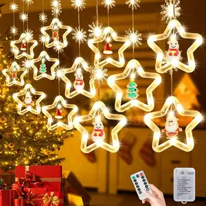 एलईडी बैटरी संचालित क्रिसमस रोशनी आउटडोर इनडोर रिमोट खिड़की के पर्दे के लिए स्ट्रिंग प्रकाश