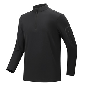 Otoño montañismo deportes al aire libre Casual media cremallera Camiseta de <span class=keywords><strong>manga</strong></span> <span class=keywords><strong>larga</strong></span> para <span class=keywords><strong>hombre</strong></span> sólido deportivo Base <span class=keywords><strong>camisetas</strong></span> de punto - Product Image 2