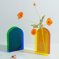 Vase acrylique nordique moderne Ins-Accent vase à fleurs artistique en forme de carré pour Arrangement hydroponique Table à manger créative
