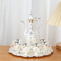 Meilleures ventes : Bouilloire à thé en alliage de zinc vintage de Dubaï, style antique européen, en métal, avec soucoupe, pour usage domestique