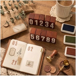 Juego de Sellos de <span class=keywords><strong>1</strong></span> Pieza, Sellos de Números de Estilo Vintage para Diario, Sellos de Números de Madera para Niños - Product Image 4