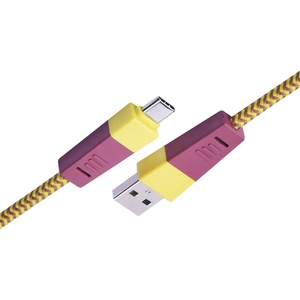 1M de color marrón amarillo W tejido de Nylon trenzado USB de tipo A USB-C <span class=keywords><strong>2</strong></span>,0 de carga Cable de la fecha para el Smartphone - Product Image 2