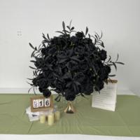 DKB Boule de fleurs artificielle rouge et or de 35 cm à prix réduit, artisanat de qualité, pour la décoration de centre de table de mariage